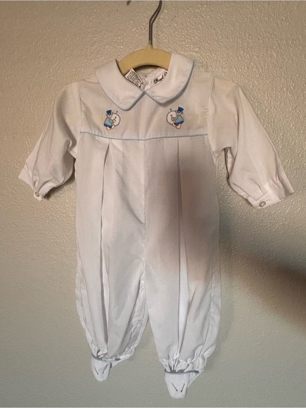 Vintage Classic White Embroidered Baby One-Piece